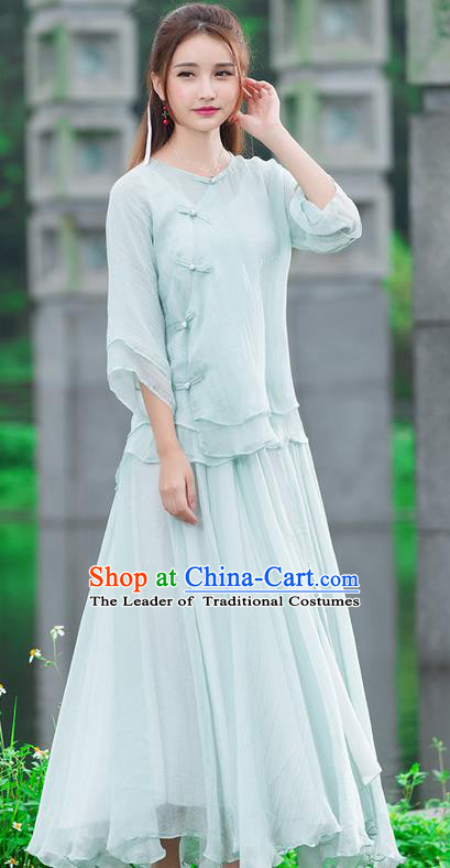 Traditional Ancient Chinese National Pleated Skirt Costume, Elegant Hanfu Chiffon Long Dress, China Tang Dynasty Bust Skirt for Women