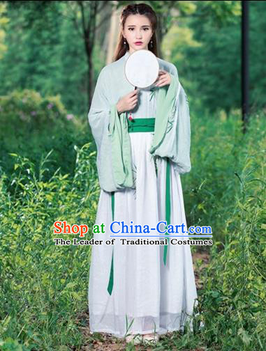 Traditional Ancient Chinese Costume, Elegant Hanfu Clothing Embroidered Wide Sleeve Cardigan Blouse and Dress, China Jin Dynasty Princess Elegant Blouse and Skirt Complete Set for Women