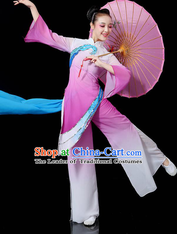 Traditional Chinese Yangge Fan Dancing Costume, Folk Dance Yangko Uniforms, Classic Umbrella Dance Elegant Dress Drum Dance Clothing for Women