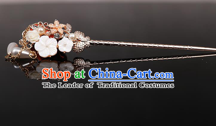 Traditional Handmade Chinese Ancient Classical Hair Accessories Bride Wedding Barrettes, White Hair Sticks Hair Jewellery, Hair Fascinators Hairpins for Women