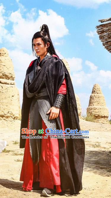 Traditional Ancient Chinese Elegant General Costume, Chinese Chivalrous Expert Armour Dress, Cosplay Chinese Television Drama Vagabondize Swordsman Chinese Ming Dynasty Prince Hanfu Clothing for Men