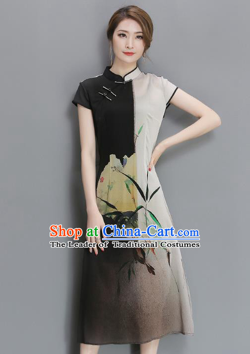 Traditional Ancient Chinese National Costume, Elegant Hanfu Mandarin Qipao Multicolor Cheongsam Dress, China Tang Suit Upper Outer Garment Elegant Dress Clothing for Women