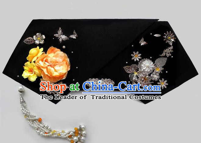 Traditional Ancient Chinese Imperial Consort Hair Jewellery Accessories, Chinese Qing Dynasty Manchu Palace Lady Headwear Zhen Huan Big La fin Tassel Headpiece, Chinese Mandarin Imperial Concubine Flag Head Hat Decoration Accessories for Women