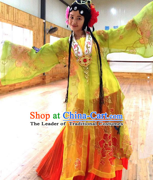 Traditional Chinese Ancient Peking Opera Diva Water Sleeve Dancing Costume, Classical Folk Dance Costume Drum Dance Clothing for Women