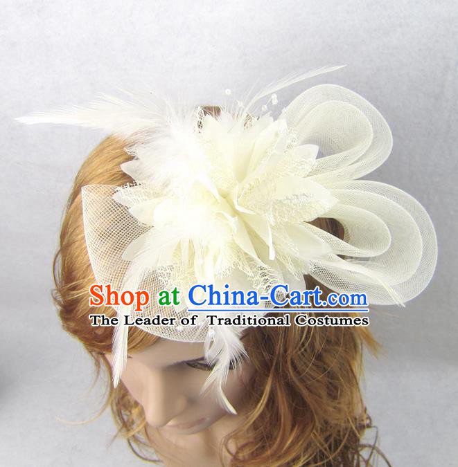 Top Grade Handmade Chinese Classical Hair Accessories, Children Baroque Style White Flowers Bobby Pin, Hair Sticks Hair Jewellery, Hair Clasp for Kids Girls