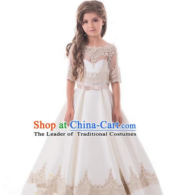 Top Grade Professional Compere Performance Catwalks Costume, Children Chorus Singing Group Baby Princess Wedding Full Dress Modern Dance Big Swing Bubble Dress for Girls Kids