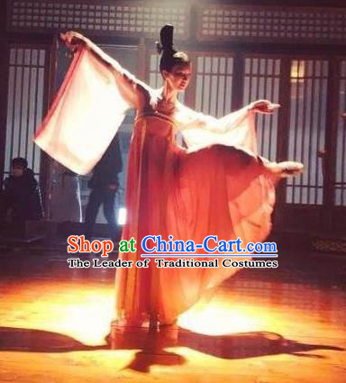 Traditional Ancient Chinese Palace Lady Dance Costume and Handmade Headpiece Complete Set, Chinese Television Concubine Meng Comes Across Princess Tang Dynasty Imperial Consort Clothing for Women