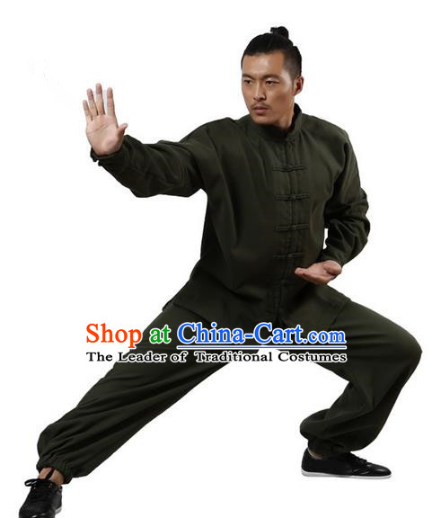 Top Grade Kung Fu Costume Martial Arts White Brushed Linen Thicken Suits Pulian Zen Clothing, Training Costume Tai Ji Uniforms Gongfu Shaolin Wushu Tai Chi Plated Buttons Clothing for Men