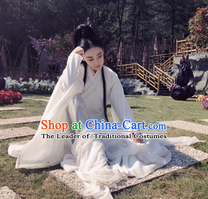 Traditional Chinese Ancient Heroine Costume, Chinese Teleplay Flower Shabana Flyings Sky Song Dynasty Swordswoman Clothing and Headpiece Complete Set for Women