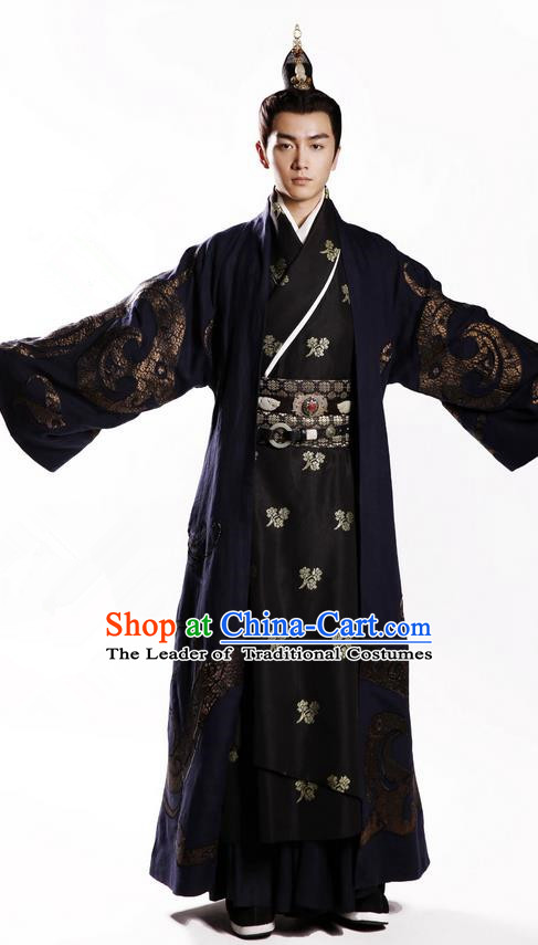 Traditional Chinese Ancient Nobility Childe Costumes, Chinese Ancient Teleplay Above The Clouds Role Swordsmen Robe, Roayl Prince Embroidery Hanfu Clothing for Men