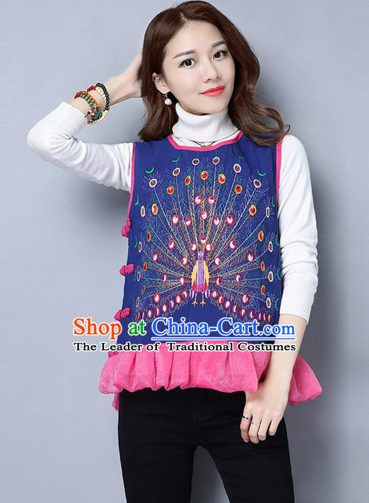 Traditional Chinese Costume, Elegant Hanfu Clothing Embroidered Peacock Vests for Women