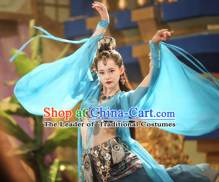 Traditional Ancient Chinese Princess Elegant Costume Complete Set, Chinese Northern Dynasty Imperial Consort Dance Dress, Cosplay Chinese Television Drama Vagabondize Princess Consort Hanfu Trailing Embroidery Clothing for Women