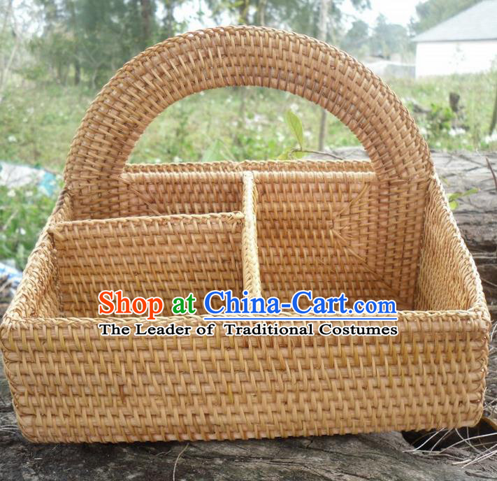 Top Asian Vietnamese Traditional Rattan Plaited Articles Wine Storage Box, Vietnam Handicraft Basket