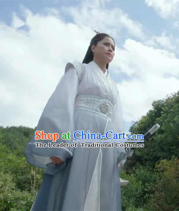 Chinese Ancient Tang Dynasty Female Taoist Nun Swordswoman Costume and Headwear Complete Set, Fighter of the Destiny Traditional Chinese Ancient Heroine Clothing for Women