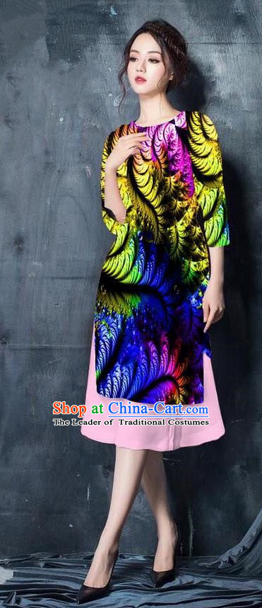 Top Grade Asian Vietnamese Costumes Classical Jing Nationality Printing Short Cheongsam, Vietnam National Vietnamese Bride Traditional Princess Yellow Ao Dai Dress