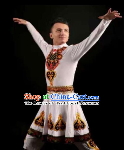 Traditional Chinese Kazak Nationality Dancing Costume, Folk Dance Ethnic Clothing, Chinese Hazak Minority Nationality Dance Cloth for Men