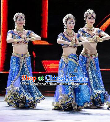 Top Grade Indian Classic Stage Performance Dance Costumes, India Belly Dance Dress for Women