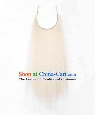 Chinese Ancient Opera Old Men White Long Wig Beard, Traditional Chinese Beijing Opera Props False Beard Laosheng-role Mustache