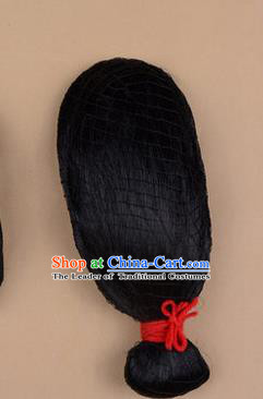 Chinese Ancient Opera Long Wigs, Traditional Chinese Beijing Opera Old Women Props Hair Chignon