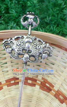 Traditional Chinese Ancient Classical Handmade Hair Accessories Hanfu Headwear Palace Silver Hairpin for Women