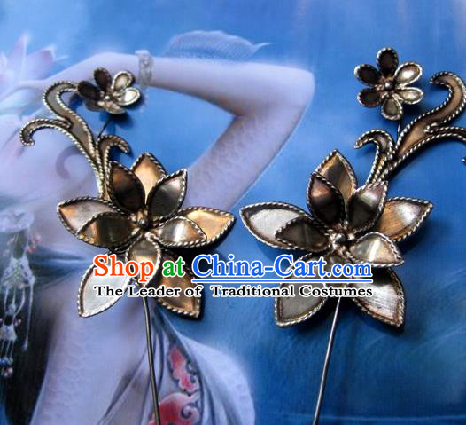 Traditional Chinese Ancient Classical Handmade Flower Hairpin Hair Jewelry Accessories Hanfu Classical Palace Combs Hair Sticks for Women