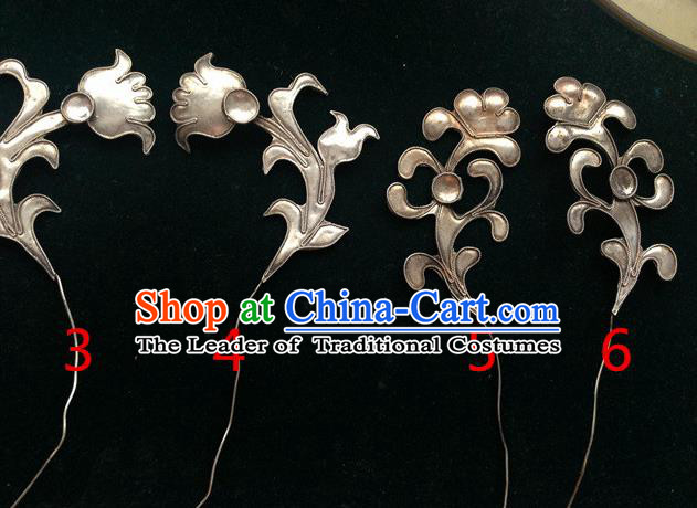 Traditional Chinese Ancient Classical Miao Silver Handmade Hair Accessories Little Hairpin Hair Fascinators for Women