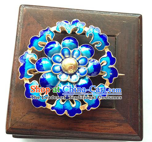 Traditional Handmade Chinese Ancient Classical Accessories Blueing Brooch Round Pendent for Women