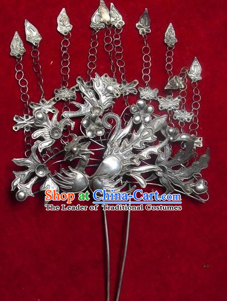 Traditional Handmade Chinese Ancient Classical Hair Accessories Phoenix Hair Sticks Tassel Step Shake, Hair Fascinators Hairpins for Women