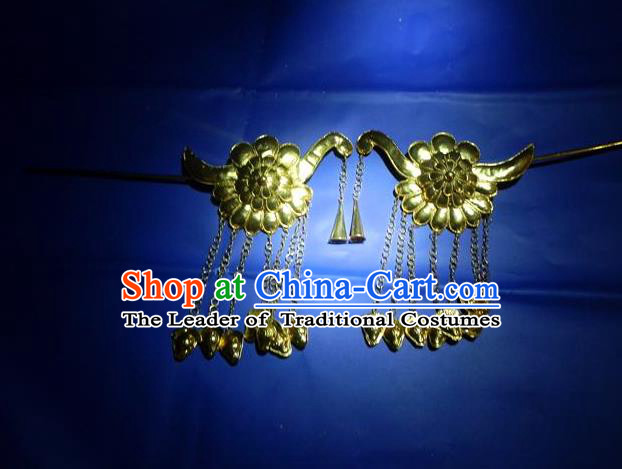 Traditional Handmade Chinese Ancient Classical Hair Accessories Barrettes Manchu Palace Princess Flower Hairpin, Hanfu Hair Sticks Twain Hair Fascinators Hairpins for Women
