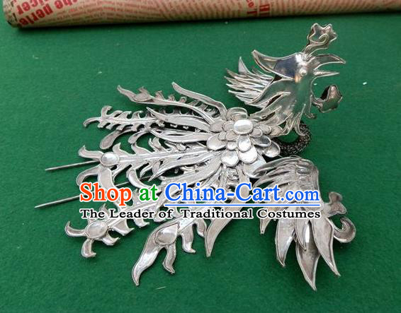 Traditional Handmade Chinese Ancient Classical Hair Accessories Headwear Barrettes Hanfu Hairpins, Ming Dynasty Imperial Phoenix Crown Step Shake Hair Clasps Hair Jewellery for Women