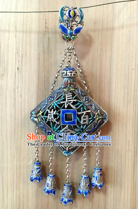 Traditional Handmade Chinese Ancient Classical Accessories Pure Sliver Blueing Pendant Tassel Waist Pendent for Women