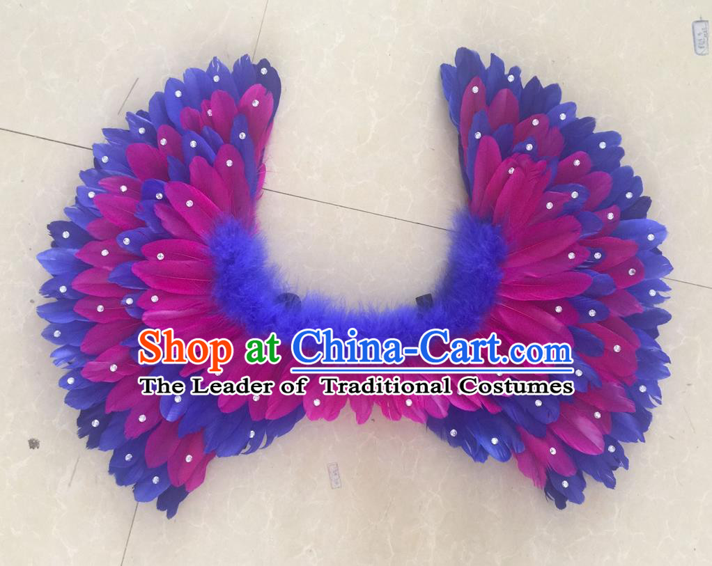 Top Grade Professional Stage Show Halloween Props Feather Wings, Brazilian Rio Carnival Parade Samba Dance Modern Fancywork Backplane for Kids