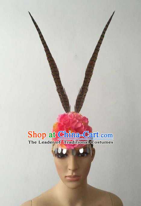 Top Grade Professional Stage Show Peking Opera Feather Hair Accessories Headwear for Women