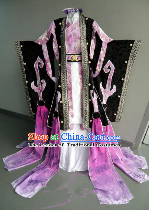 Top Grade Traditional China Ancient Cosplay Princess Costumes, China Ancient Palace Lady Fairy Embroidery Robe Dress Clothing for Women