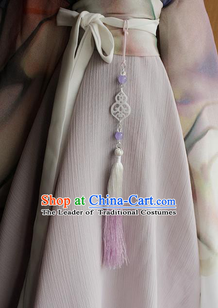 Top Grade Traditional China Ancient Palace Princess Calabash Jade Accessories Pendant, China Ancient Swordsman Tassel Waist Pendant