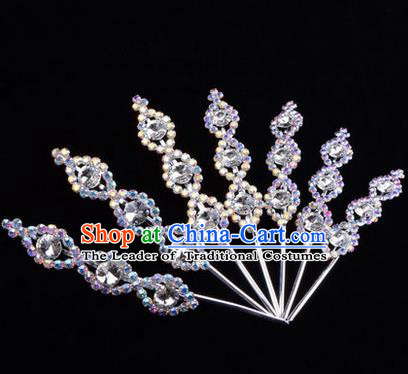 Chinese Ancient Peking Opera Head Accessories Young Lady Diva Crystal Headwear White Hairpins, Traditional Chinese Beijing Opera Hua Tan Head-ornaments