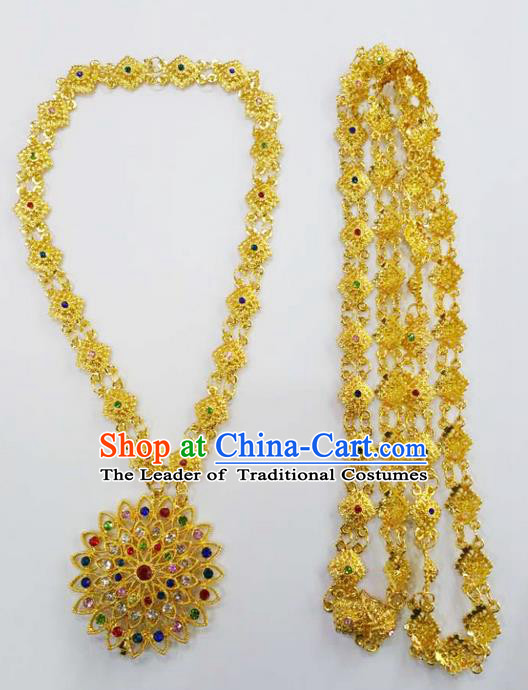 Traditional Thailand Ancient Handmade Jewelry Accessories Necklace, Traditional Thai China Dai Nationality Shoulder Chain for Women