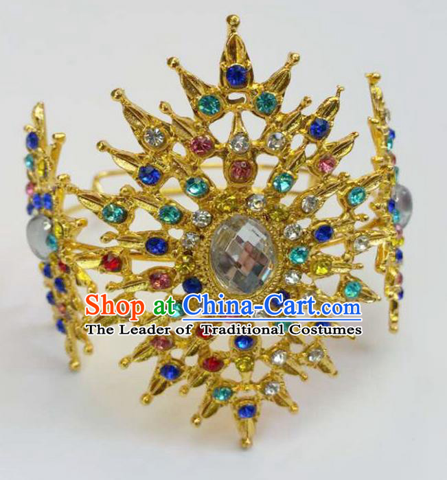 Traditional Thailand Ancient Handmade Jewelry Accessories Bracelet, Traditional Thai China Dai Nationality Colorful Crystal Bangle for Women