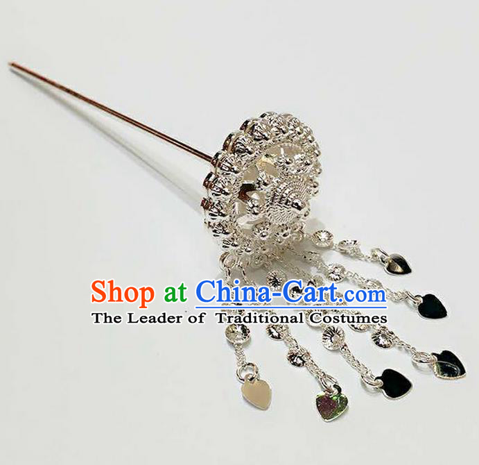 Traditional Thailand Ancient Handmade Hair Accessories Headpiece, Traditional Thai China Dai Nationality Tassel Hairpins Hair Sticks for Women