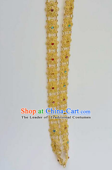 Traditional Thailand Ancient Handmade Jewelry Accessories Necklace, Traditional Thai China Dai Nationality Colorful Crystal Shoulder Chain for Women