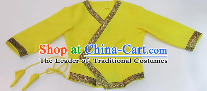 Traditional Thailand Ancient Handmade Female Costumes, Traditional Thai China Dai Nationality Yellow Blouse Clothing for Women