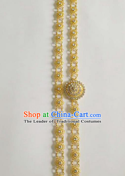 Traditional Thailand Ancient Handmade Crystal Waist Accessories, Traditional Thai China Dai Nationality Belts Pendant for Women