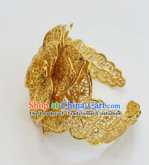 Traditional Thailand Ancient Handmade Jewelry Accessories Bracelet, Traditional Thai China Dai Nationality Wedding Bangle for Women