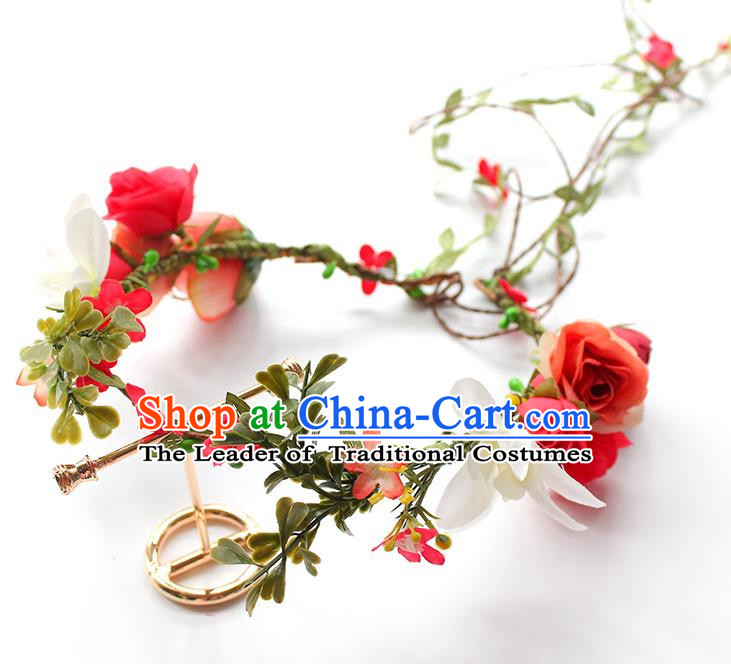 Top Grade Handmade Wedding Bride Hair Accessories, Traditional Princess Flowers Hair Clasp Wedding Headwear for Women