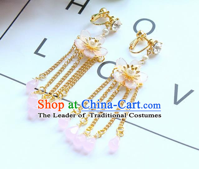 Top Grade Handmade Wedding Bride Earrings, Traditional Princess Baroque Flowers Tassel Wedding Accessories Eardrop for Women