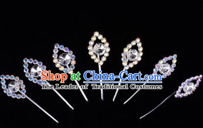 Chinese Ancient Peking Opera Head Accessories Young Lady Diva Colorful Crystal White Hairpins Complete Set, Traditional Chinese Beijing Opera Hua Tan Hair Clasp Head-ornaments