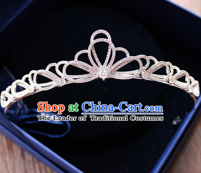 Top Grade Handmade Wedding Bride Hair Accessories Luxury Zircon Crown, Traditional Baroque Princess Crystal Royal Crown Wedding Headpiece for Women