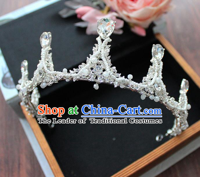 Top Grade Handmade Wedding Bride Hair Accessories Crystal Headwear, Traditional Princess Baroque Pearl Hair Clasp Wedding Headpiece for Women