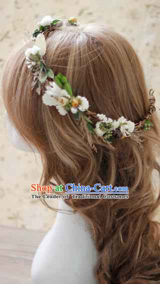 Top Grade Handmade Wedding Bride Hair Accessories, Traditional Princess Flowers Circle Hair Clasp Headpiece for Women