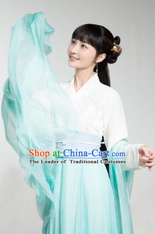 Traditional Ancient Chinese Northern and Southern Dynasties Princess Peri Costume, The Entangled Life of Qingluo Young Lady Dress Clothing and Headpiece Complete Set